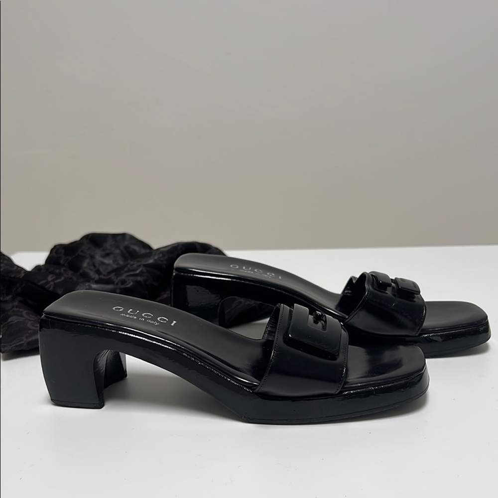 Gucci Black Mules Sleek Patent Leather